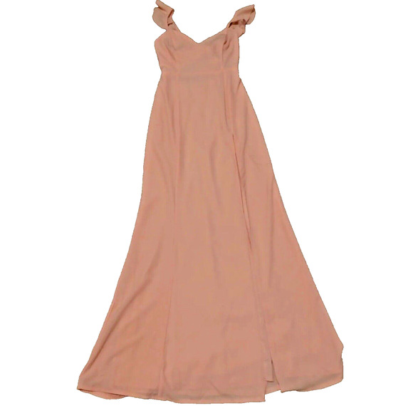Showpo Women 10 Dress More Than This Ruffle Strap Maxi Open Back Blush Pink NWT - Picture 3 of 12